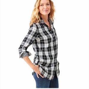 J. Jill cotton black & white plaid pockets - Size Medium